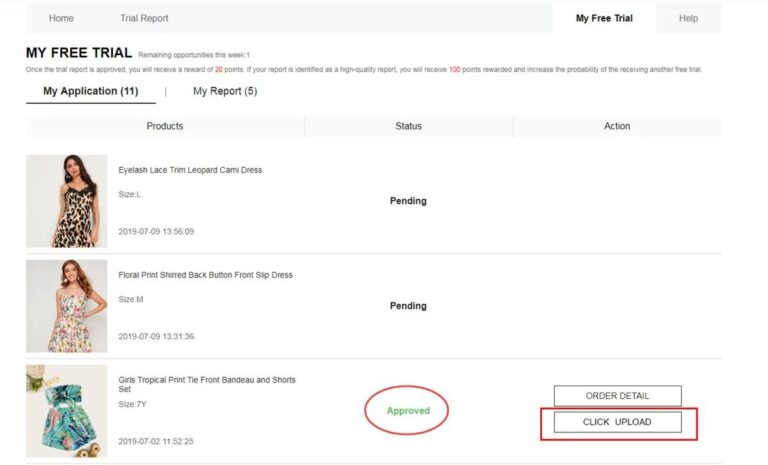 My Free Trial application approved and ready to upload feedback